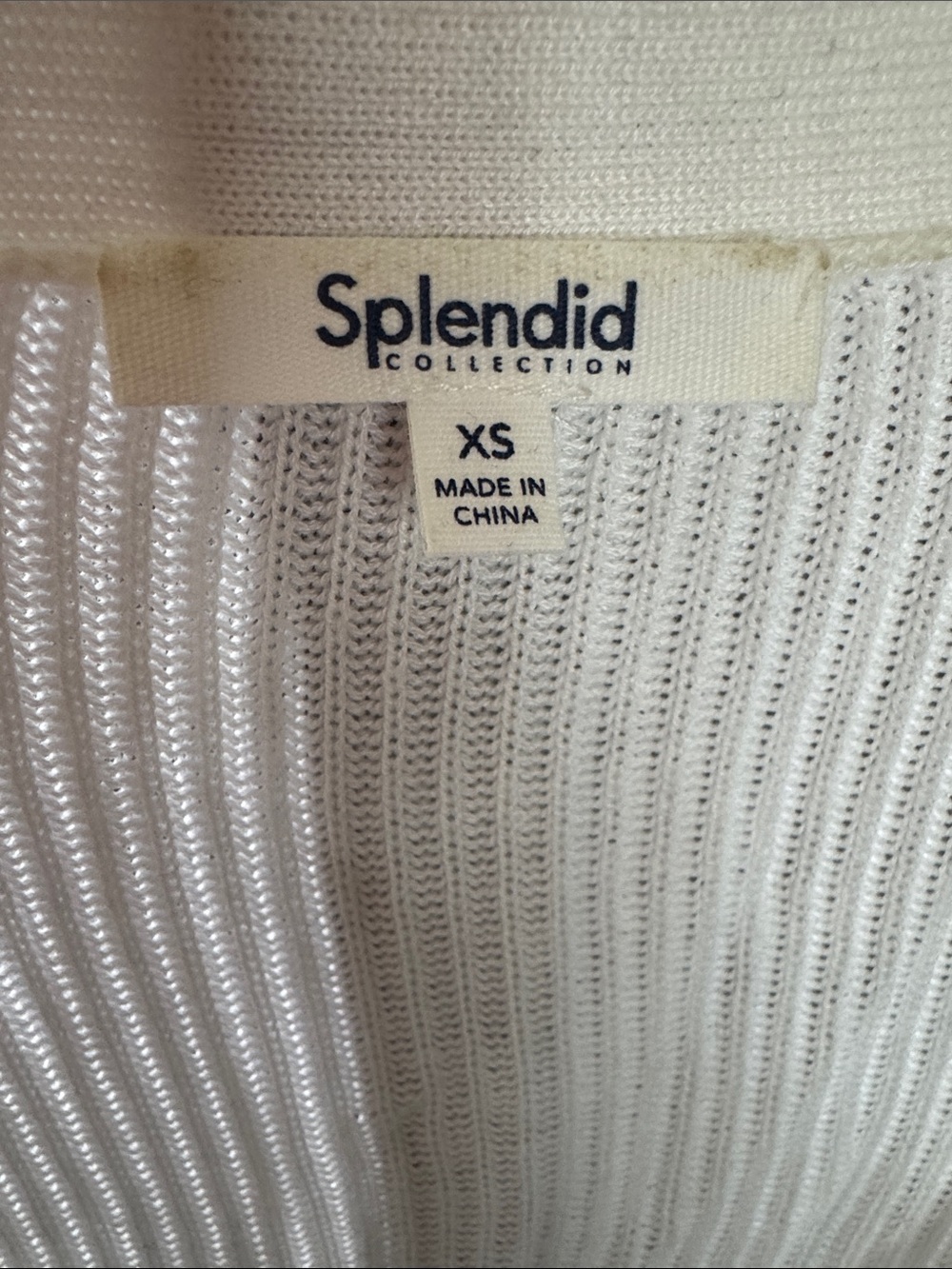 Splendid Cream Button-Front Ribbed V-Neck Cardigan - Picture 2 of 7